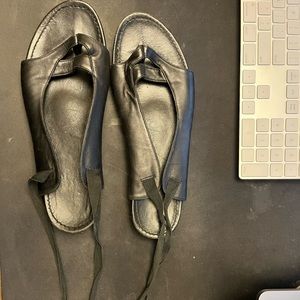 Black designer ankle strap sandals